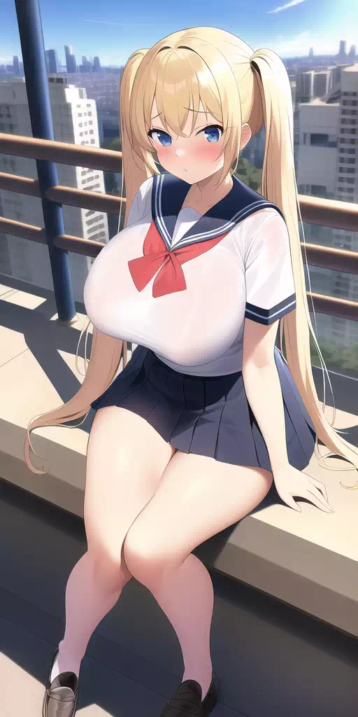 [NovelAI] 金髪ツインテセーラー服JK #1