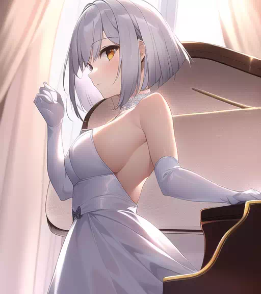 ピアノと銀髪少女