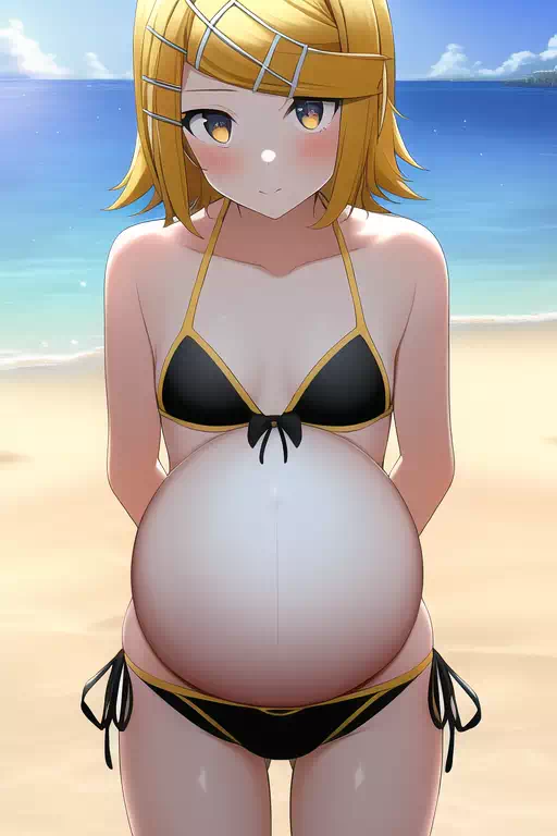 ボテ腹リンちゃんとビーチ