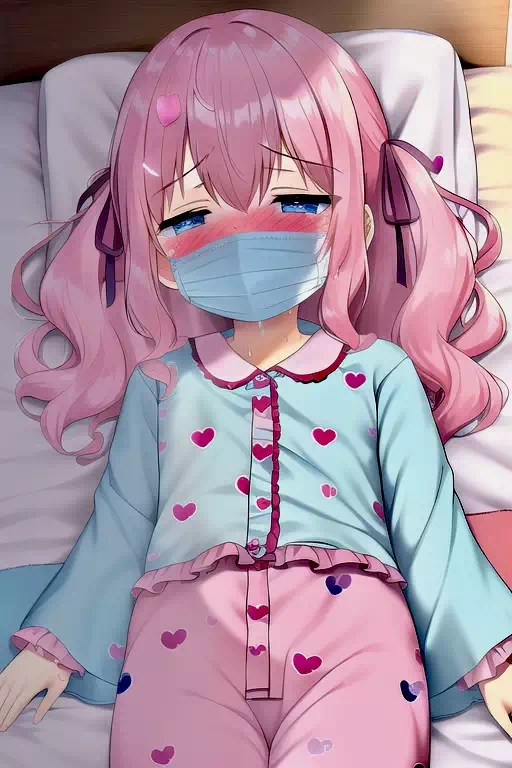 高熱を出して、真っ赤な顔で寝込むピンク髪のお嬢様