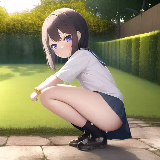 Girl in sunset garden