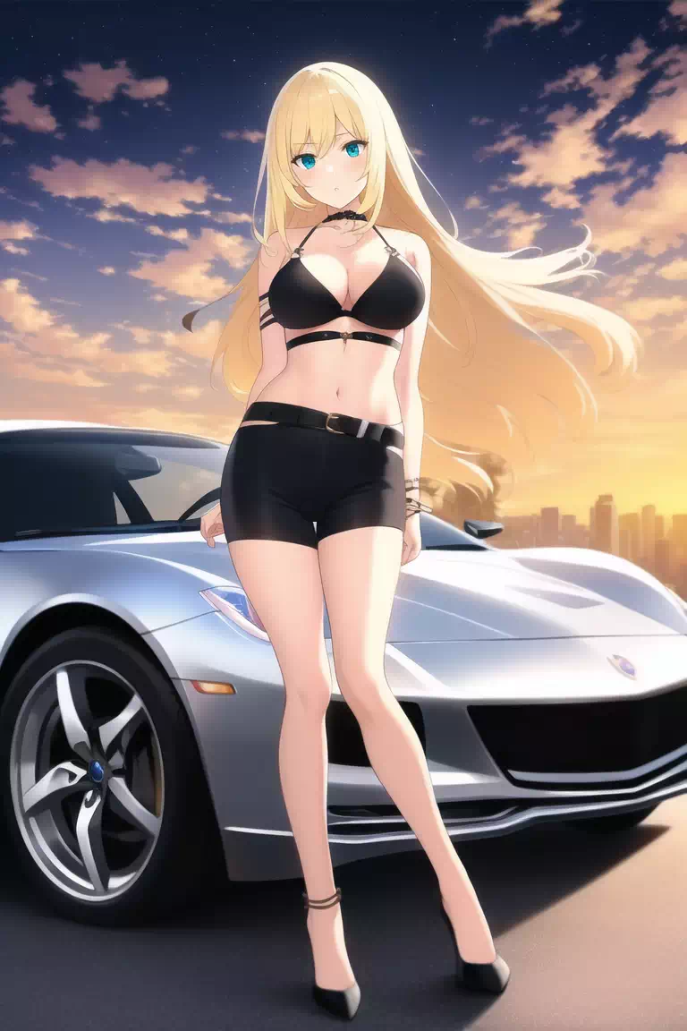 金髪しぶりんとポルシェ車