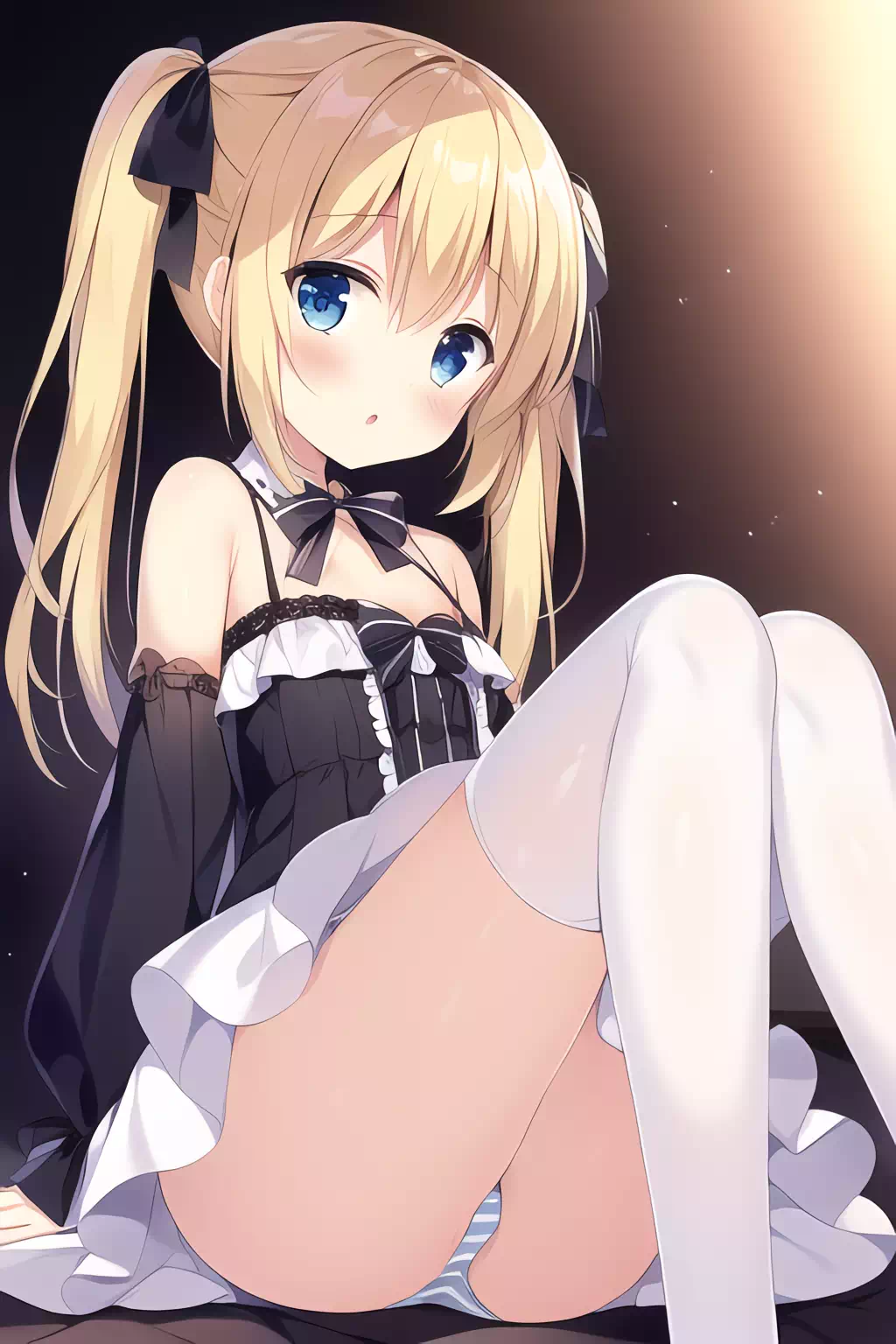 金髪ロリ縞パン