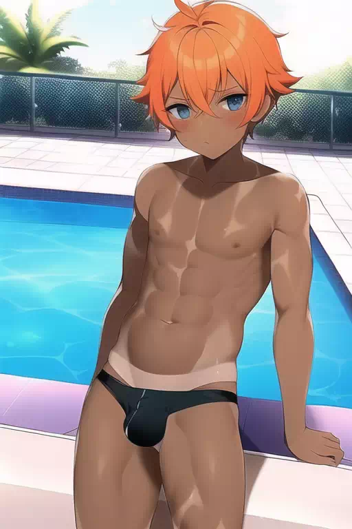【Novel AI】もっこり強調&日焼け跡チラ見せ男子②