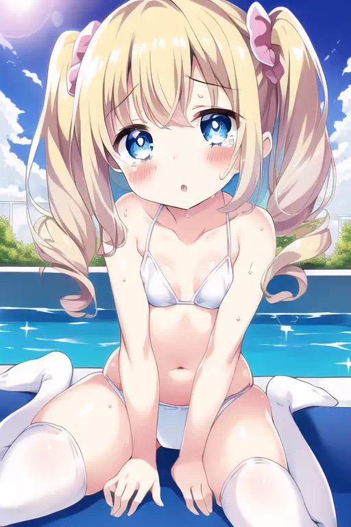 NovelAI ロリ白ビキニ 金髪ツインテール