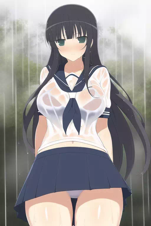 斑鳩　雨で制服濡れ