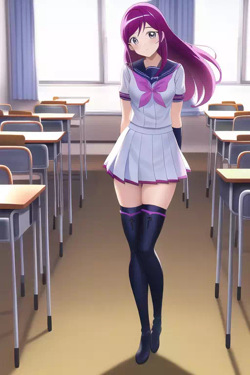 サイハイブーツを履いた女子高生