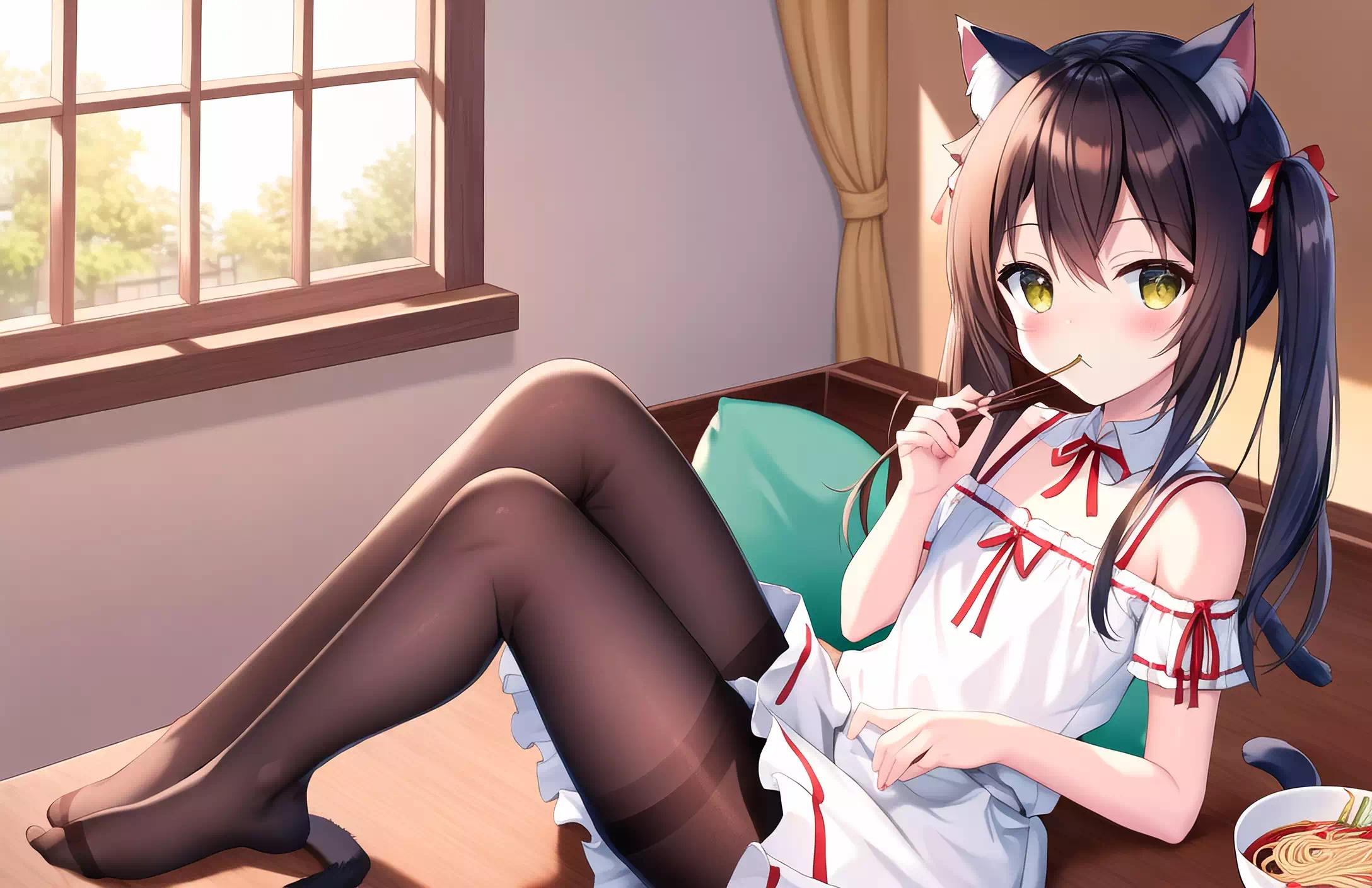 双?尾深棕?猫娘