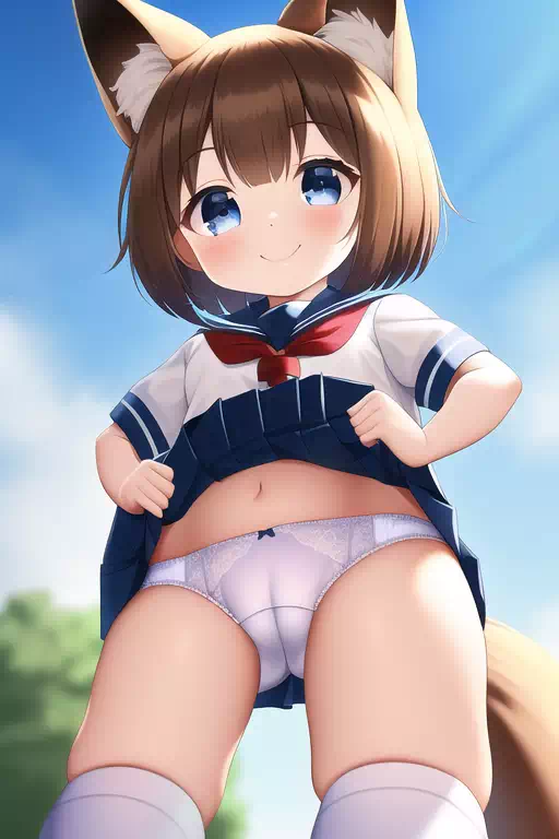 ロリ&times;狐耳&times;制服&times;おへそ&times;ぱんつ=
