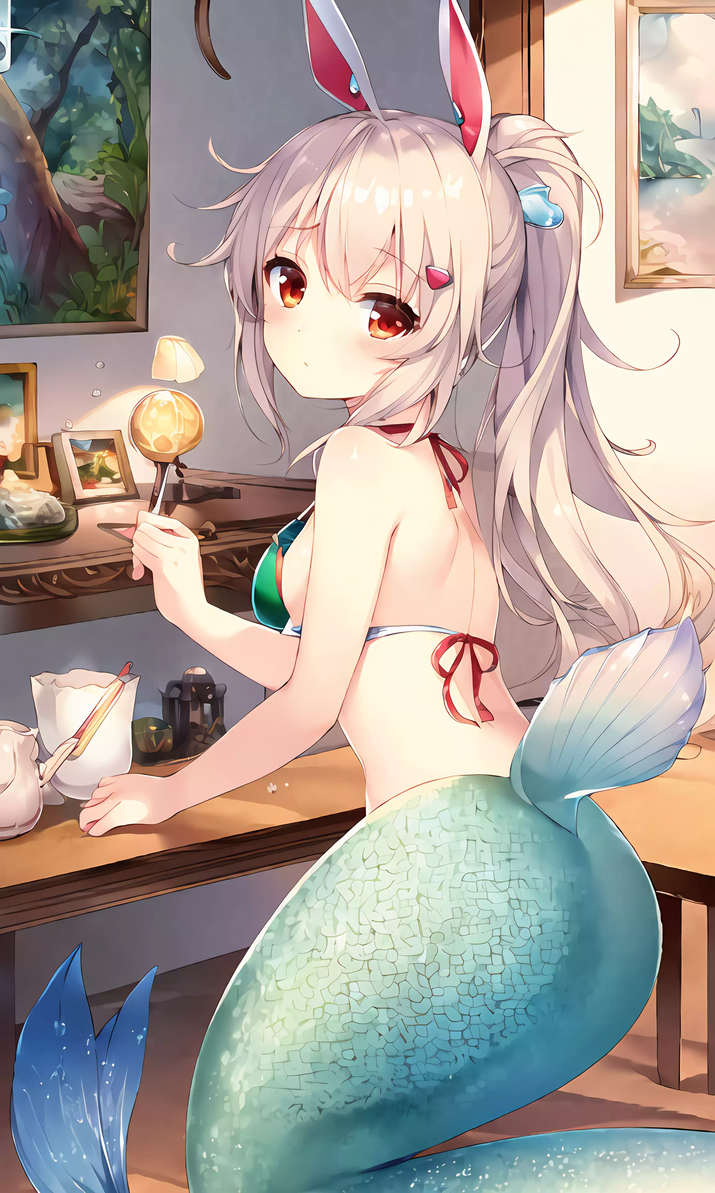 Mermaid eat lollipop
