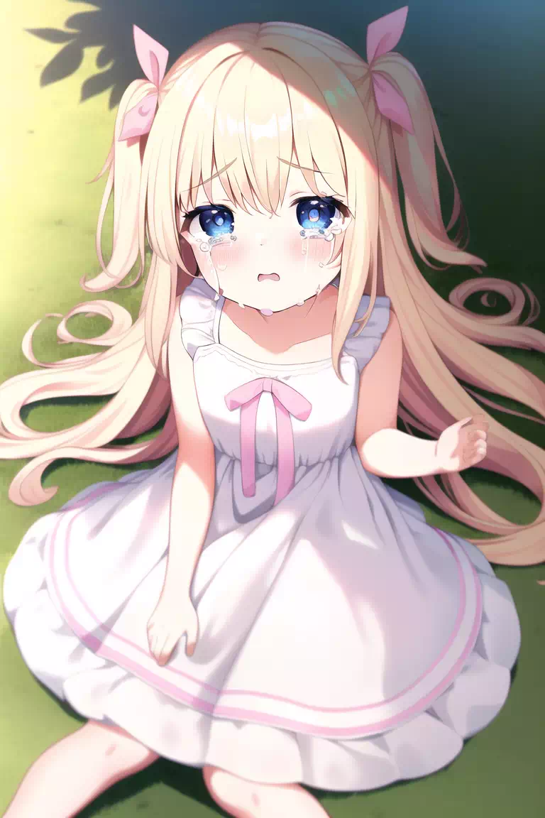 転んじゃった金髪少女