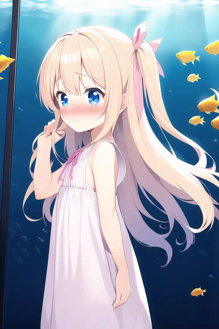 金髪少女と水族館デート