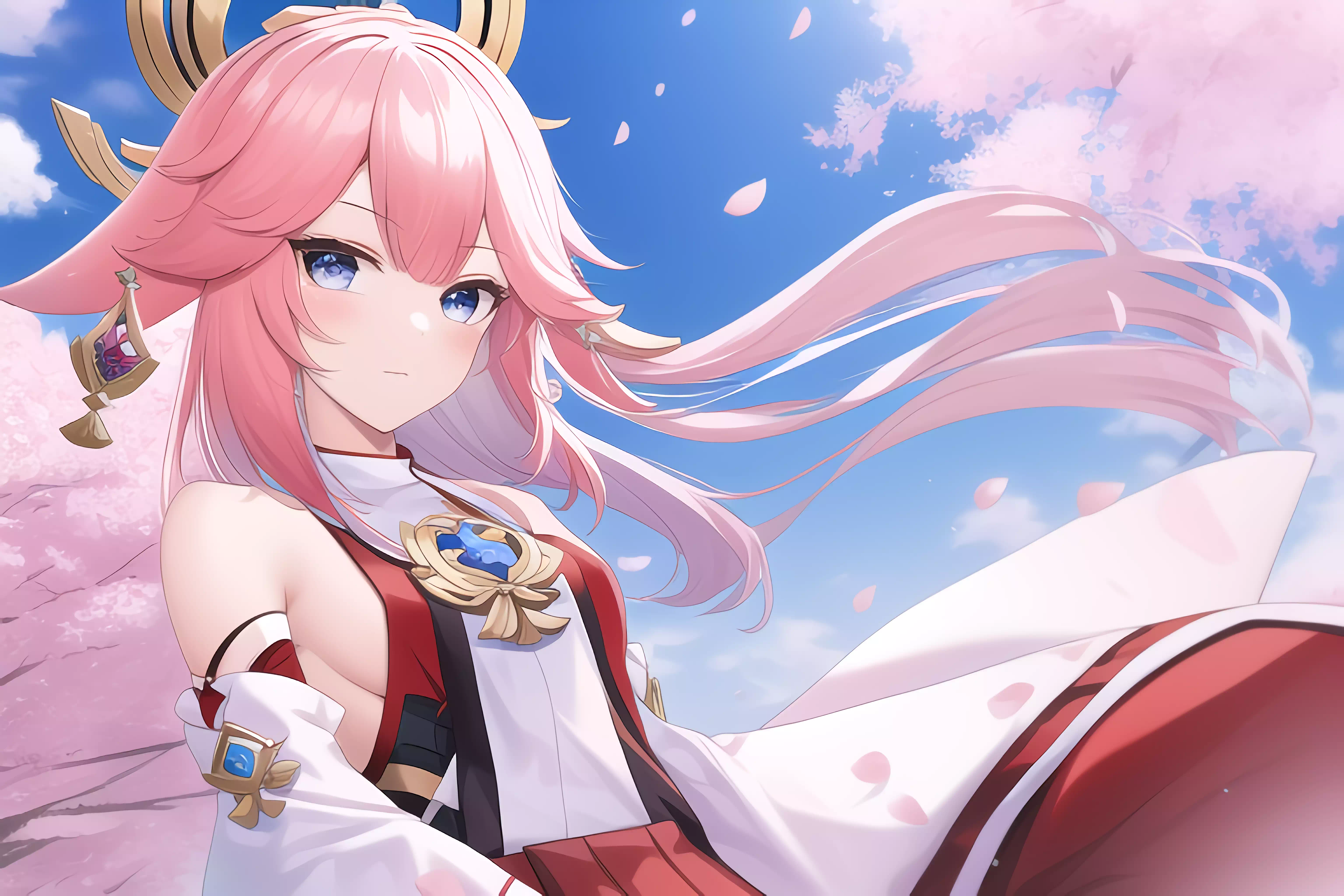 桜吹雪と八重神子さん