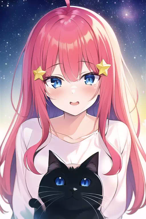 五等分の花嫁、五月ちゃんと猫のツーショット