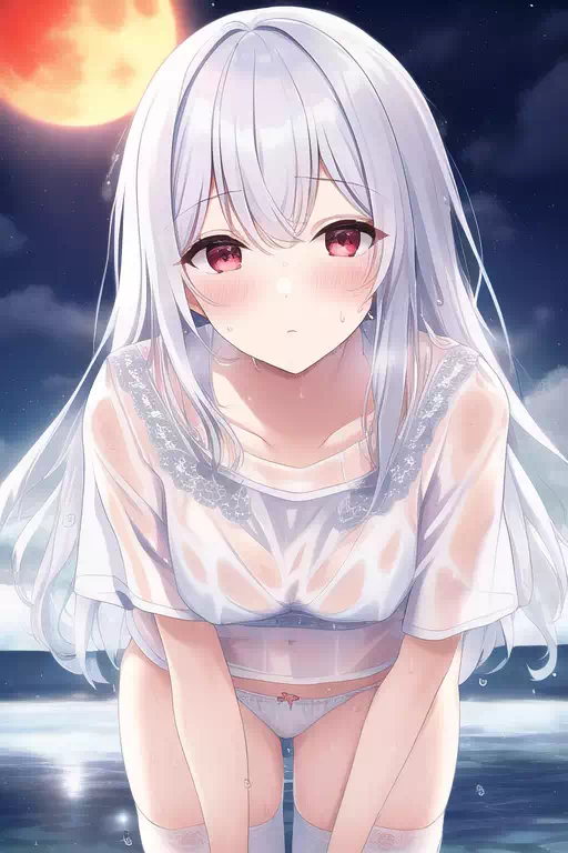 Novel 濡れて透けてる銀髪少女