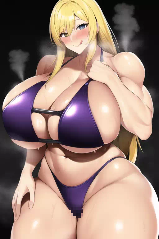 Novelai ガッチリめむちむち金髪筋肉巨乳女レスラー+Eng