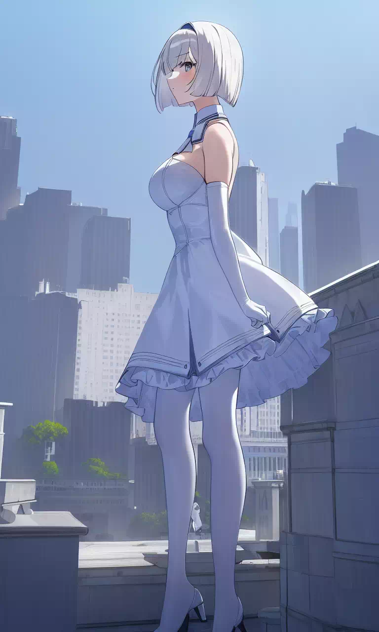 都心の銀髪少女