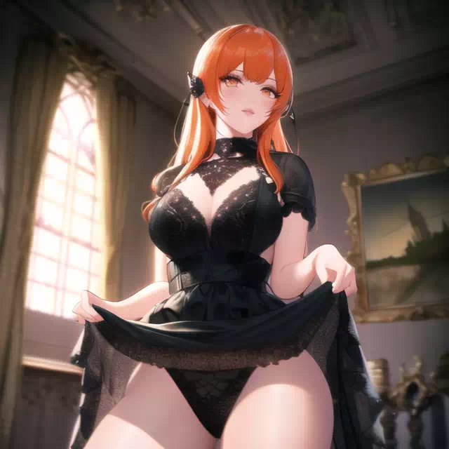 ドレスの裾をめくってパンツを見せてくれる高慢お嬢様