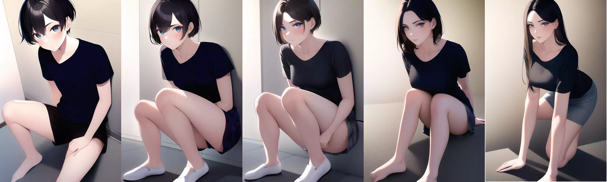 Tシャツ少年&rarr;Tシャツホットパンツのお姉さんTSF