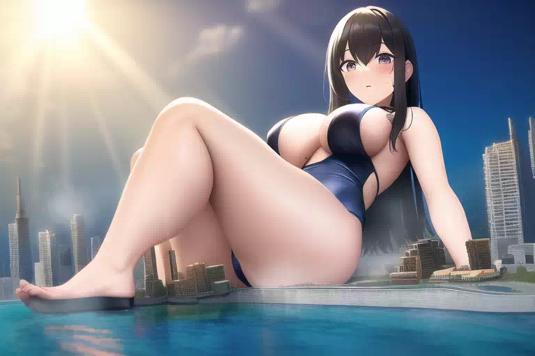 【NovelAI】巨大娘まとめ 黒髪・水着②