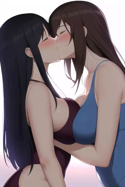 乳合わせ百合キス