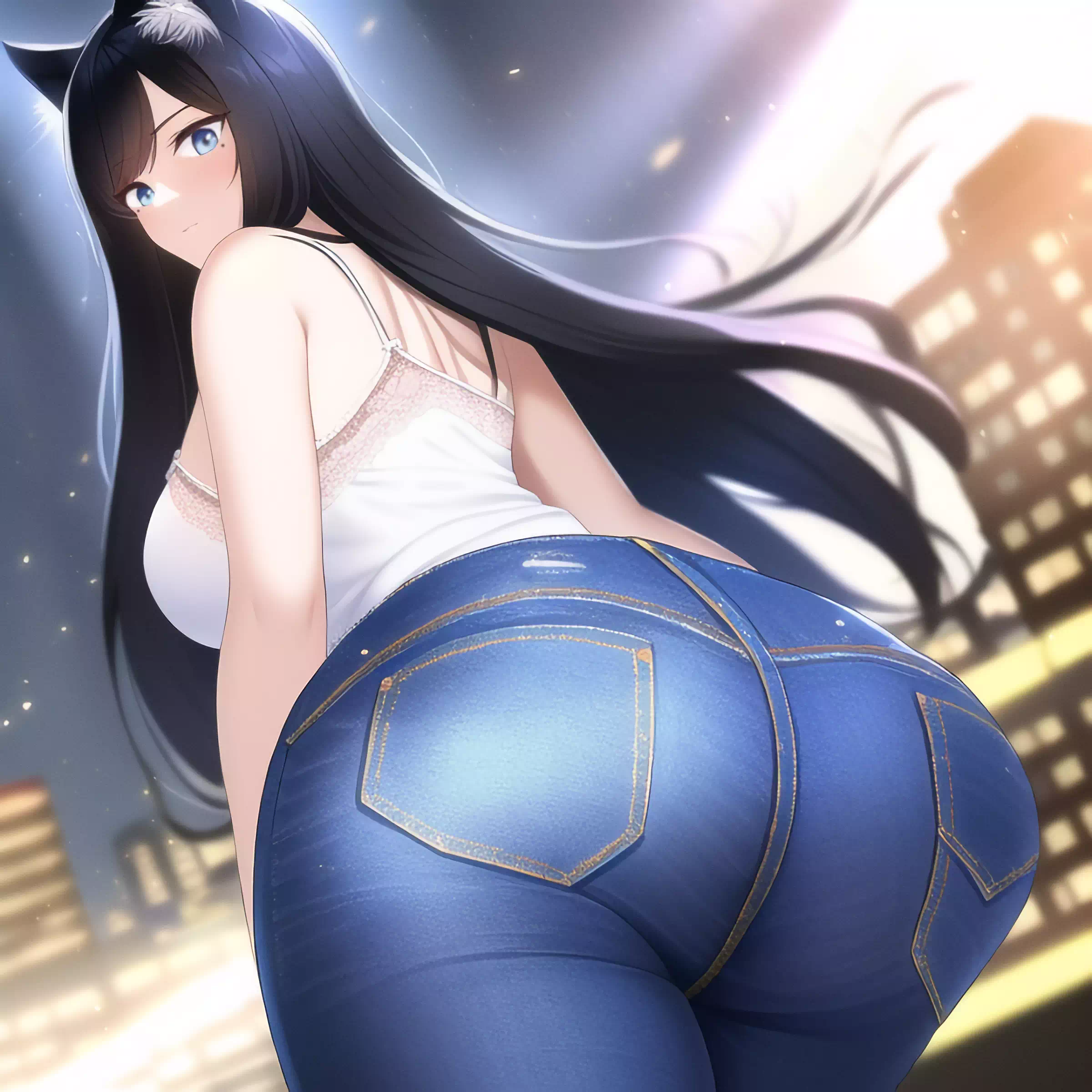 ジーンズの猫耳娘??????