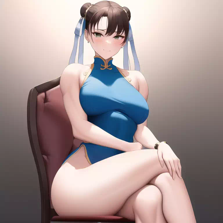 Sexy Chun-Li sitting on chair