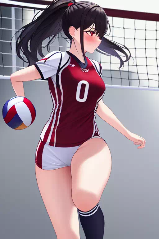 バレーボールをする女