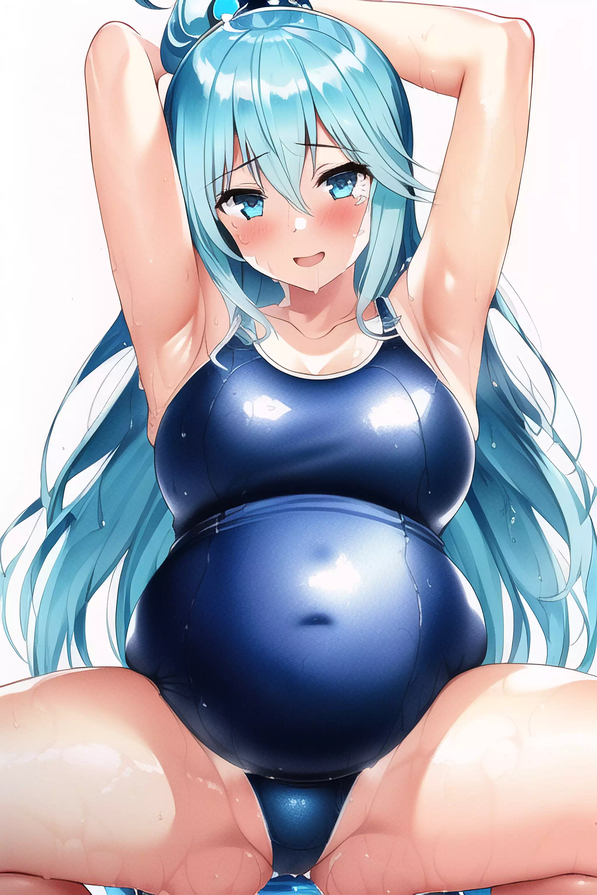 アクア様ボテ腹スク水見せつけ