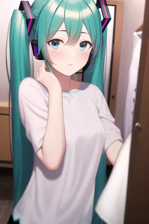 休日にお着替え中の初音ミク