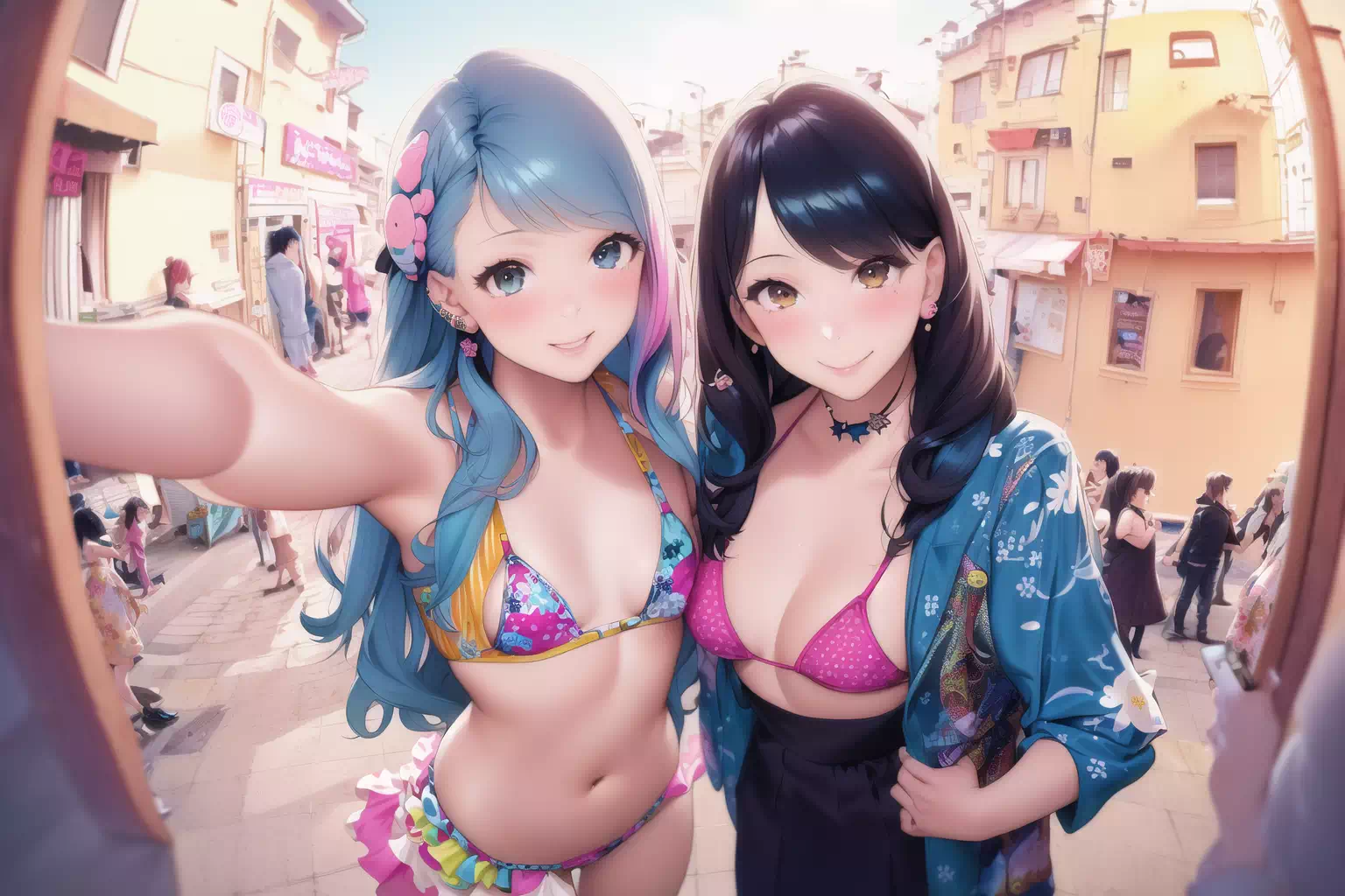 Girls, bra, Public
