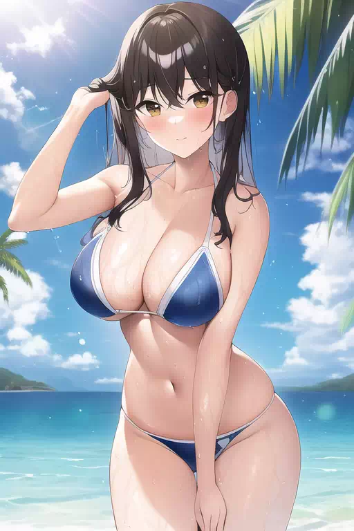 水着と砂浜