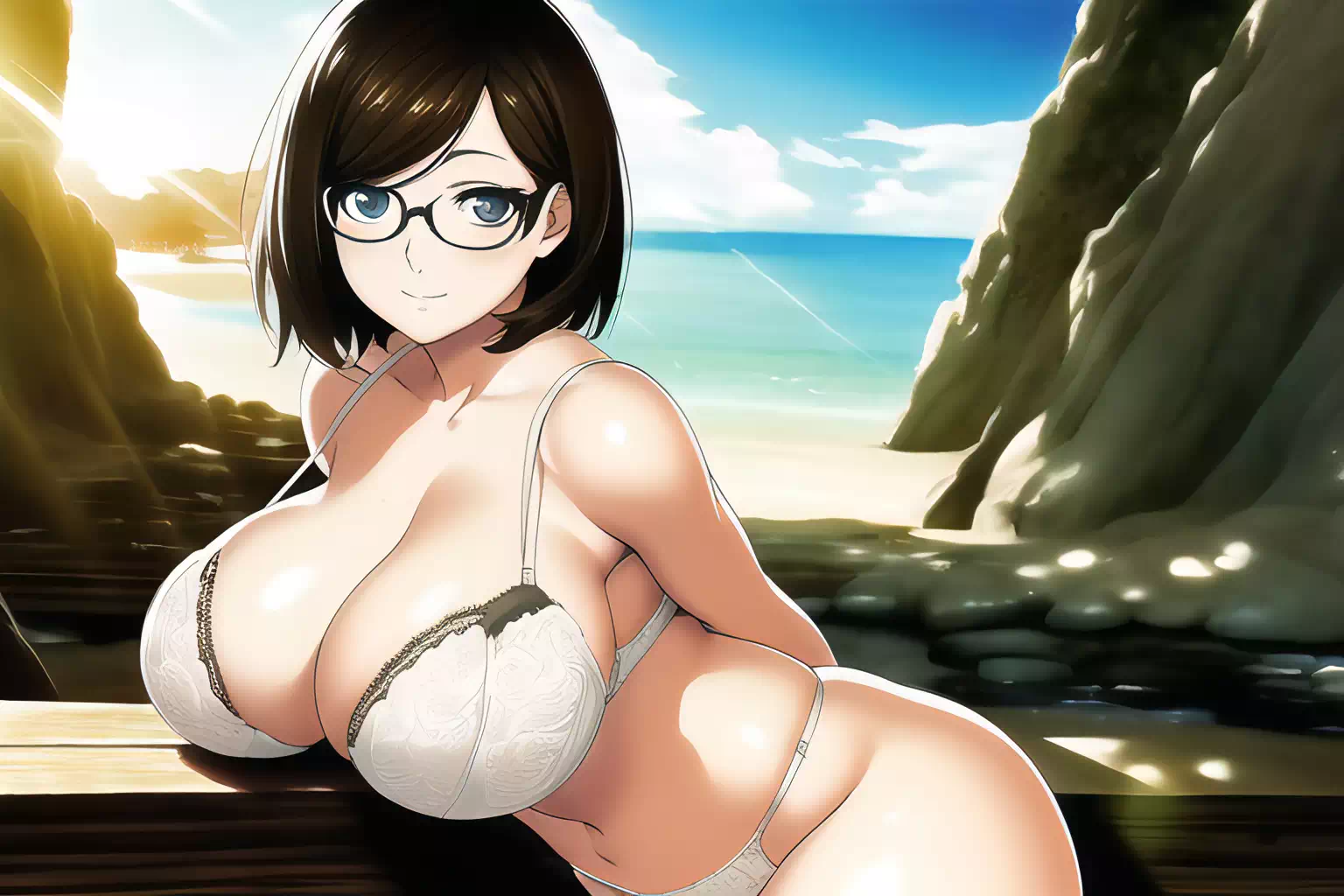 Thicc busty nerdy girl