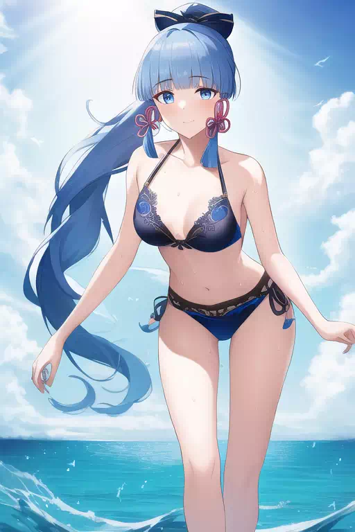 海で遊ぶ水着を着た 原神 神里綾華 (8)
