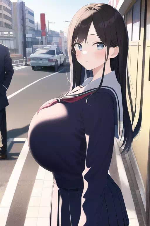 道を聞かれて振り向く女子高生