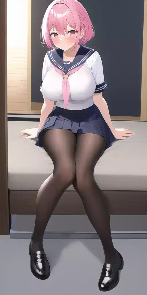 [NovelAI] ピンク髪セーラー服JK