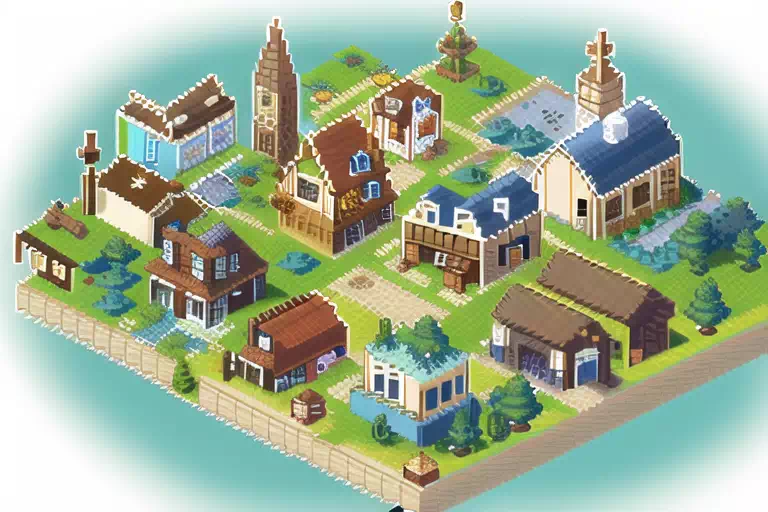 斜め上見下ろし型マップ（ドット絵）