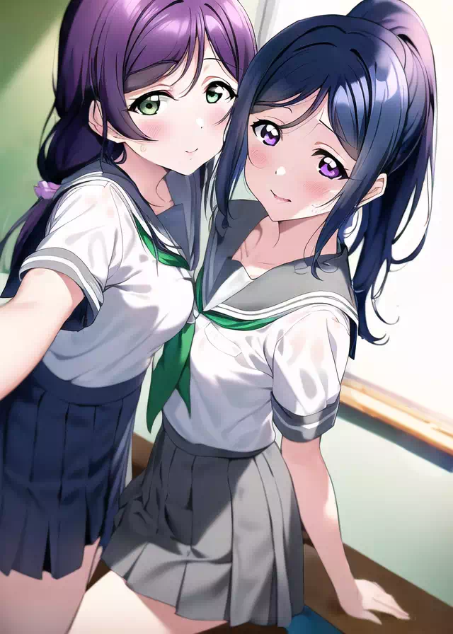 希と果南のツーショット(浦女夏服)