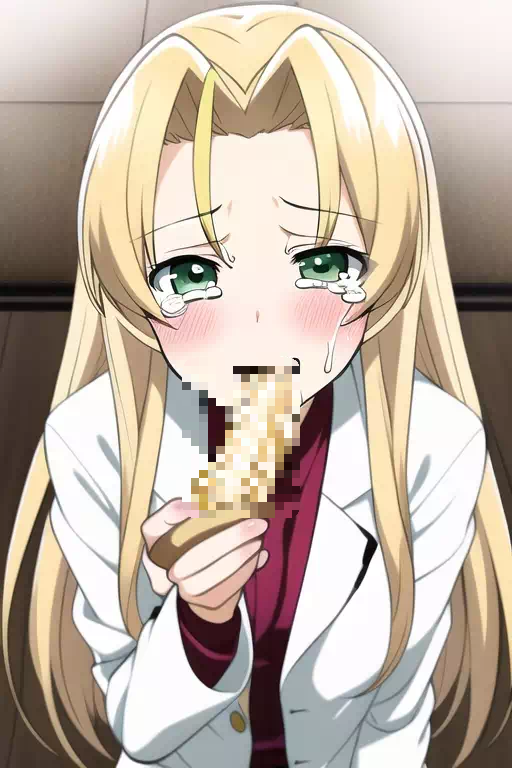 力うどんを食べている風先輩と、白衣風先輩