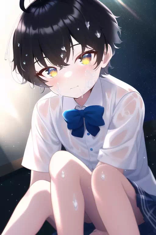 湿身的小男孩