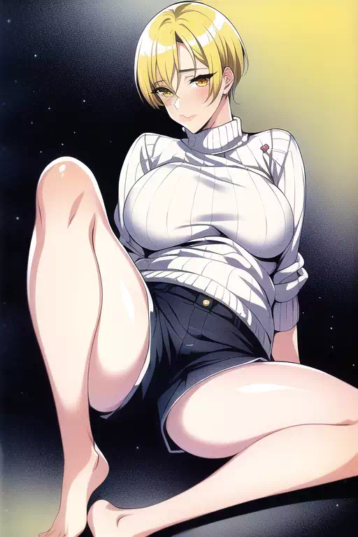 金髪セーターの女性①