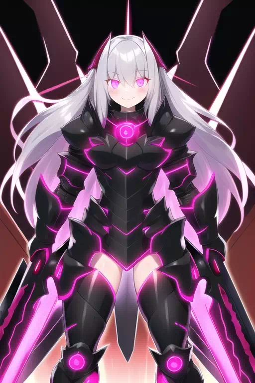 光る双剣とアーマー(黒)