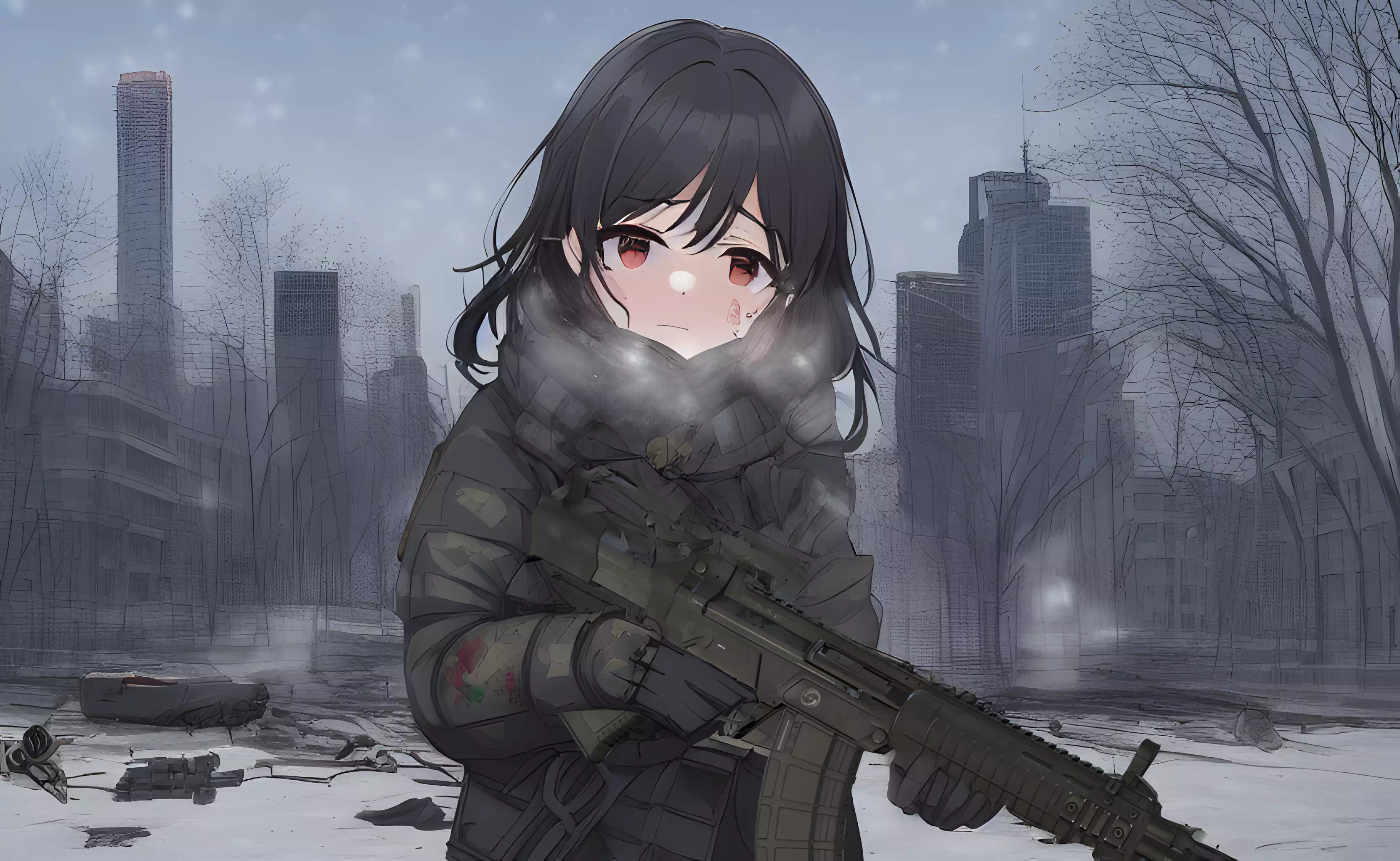 習作： 銃だけ3Dモデルを使って絵を作る