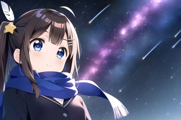 かわいい娘と星空
