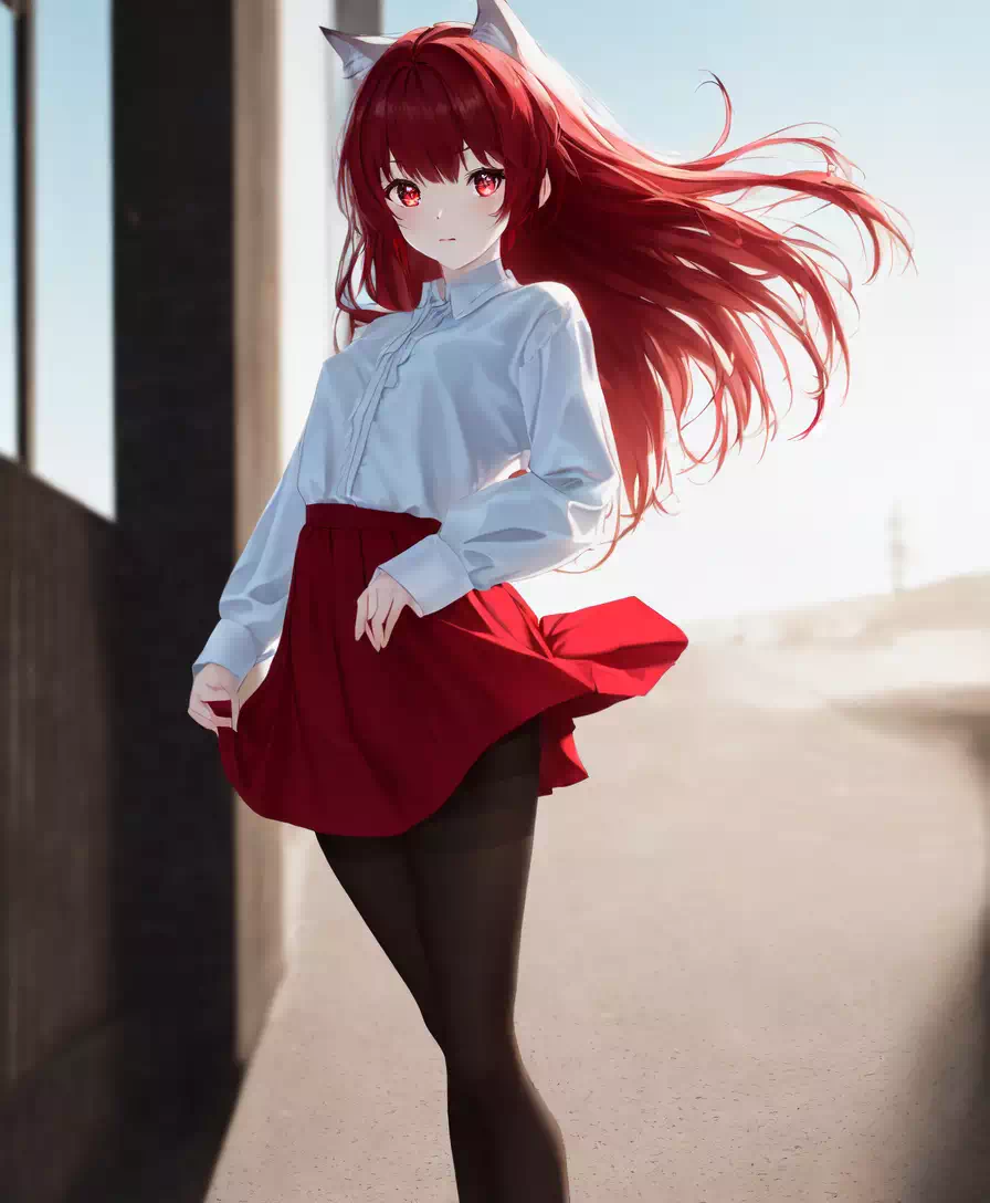 Red head and wolf