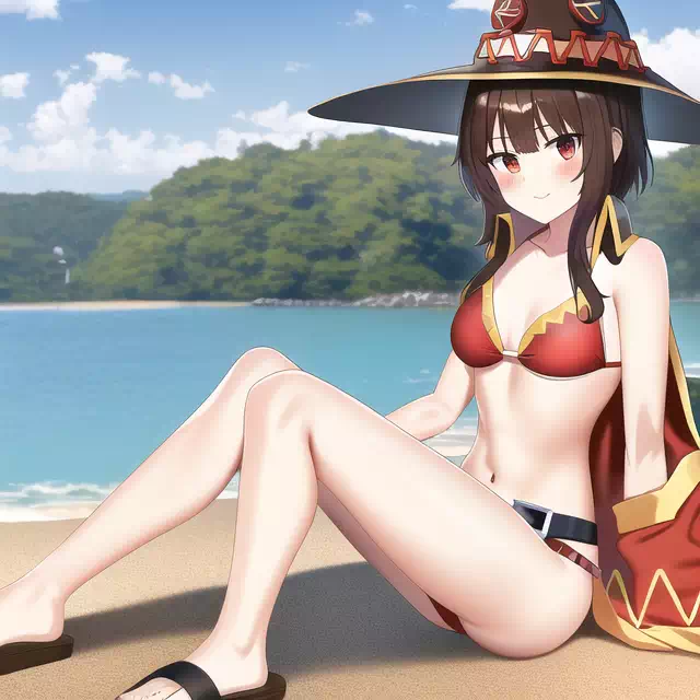 Megu enjoying the beach