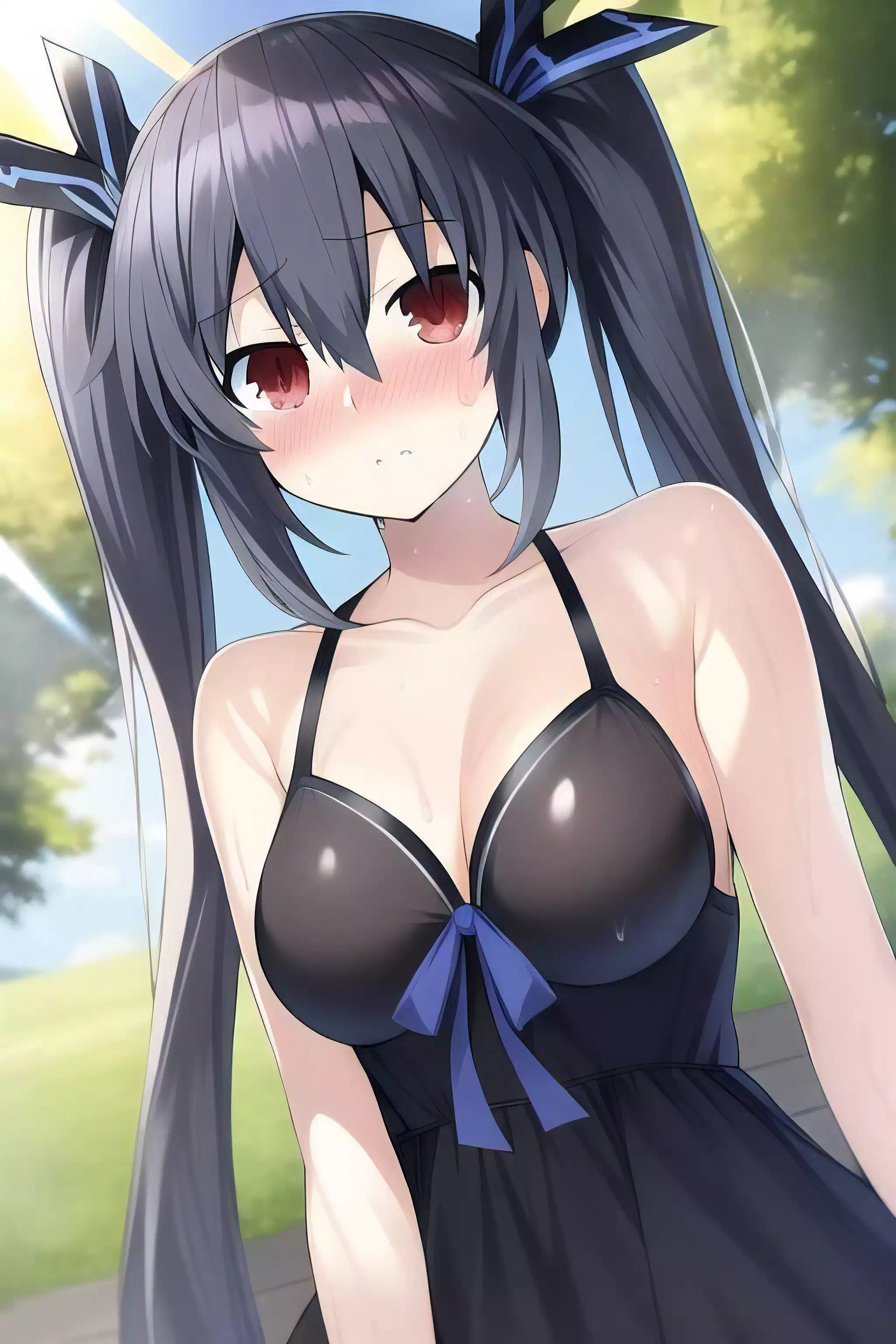 暑い日に黒いワンピース服を着ているノワール