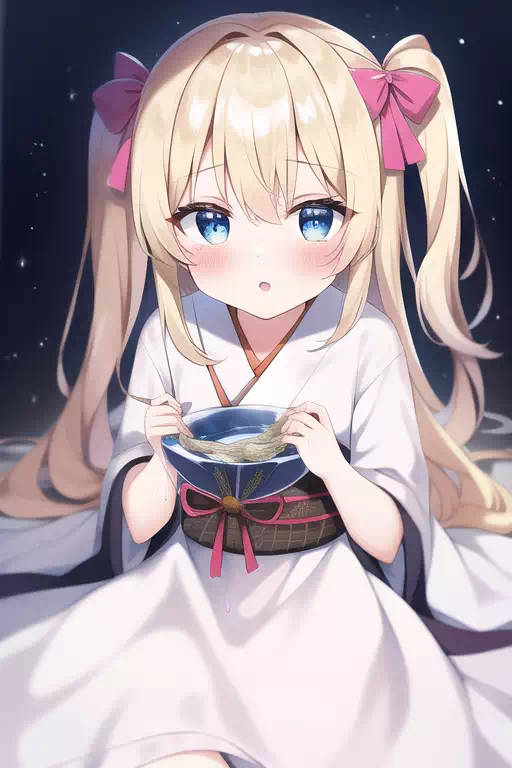 金髪少女と着物
