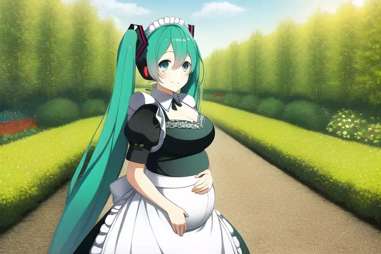 ボテ腹ミクさんと庭園でお散歩