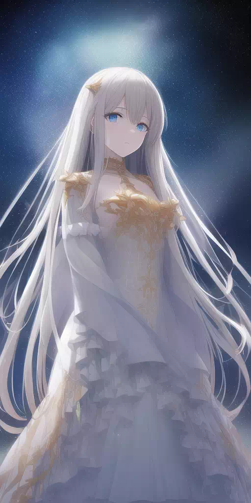 夜空と銀髪の少女